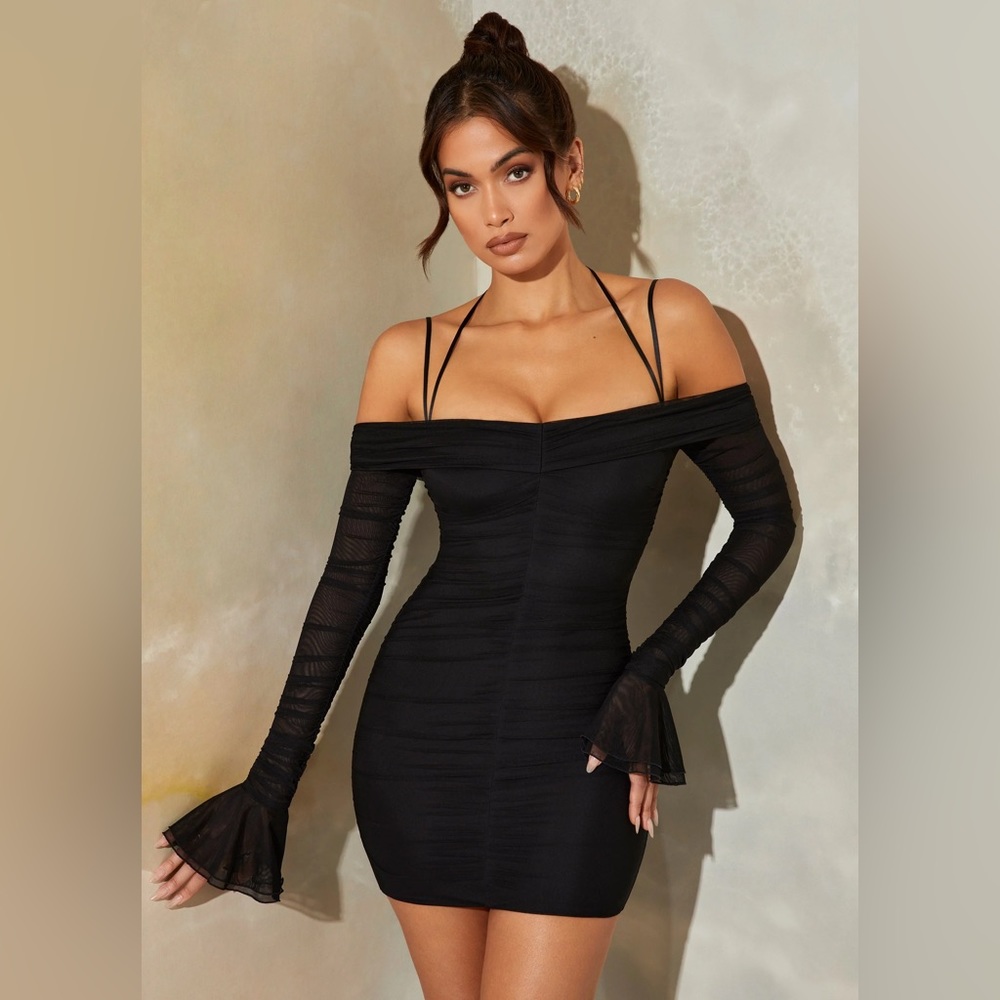 Sexy Black Off Shoulder Mini Dress - Oh Polly